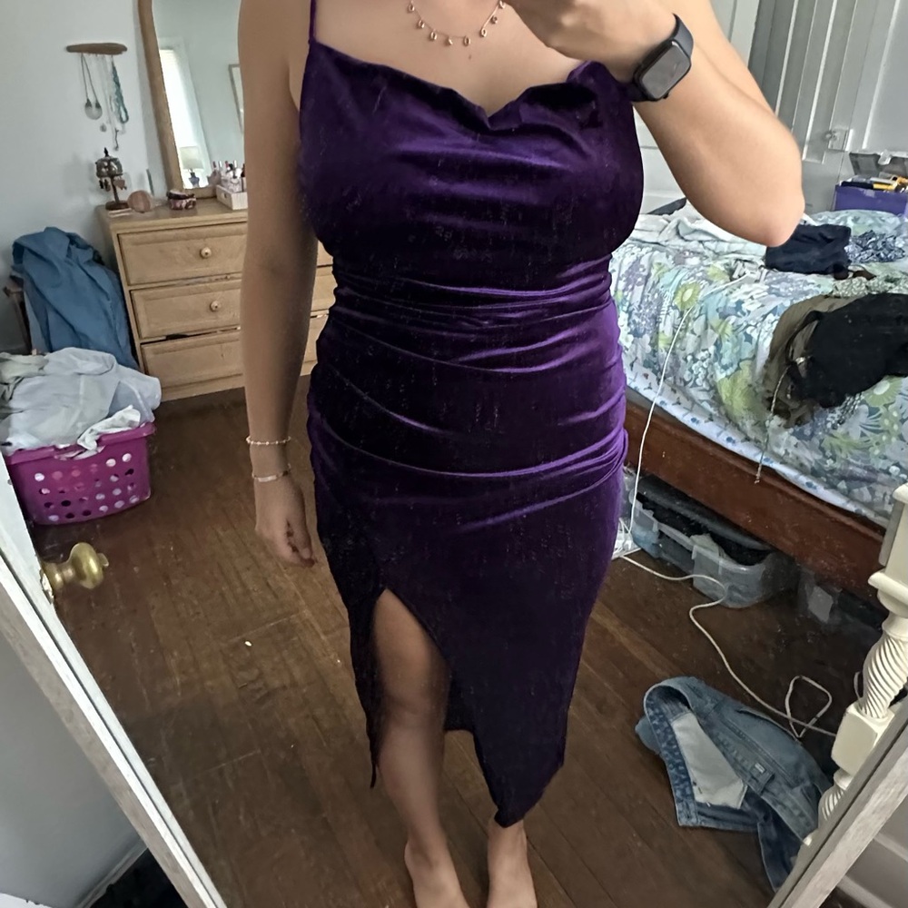Elegant Purple Velvet Dress